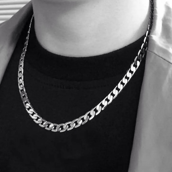 Unisex Silver Thin Chain Necklace - Picture 3 of 5